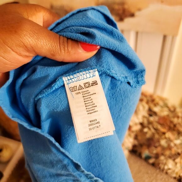 Vintage Woman Within Blue Relaxed Fit Short Sleeve Blouse Sz 4x - Picture 3 of 8